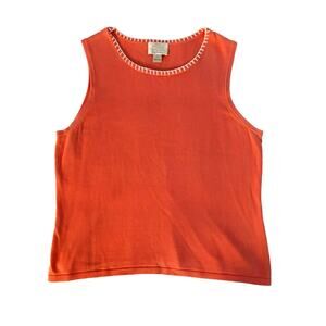 Christopher & Banks VINTAGE Salmon/White Tank Top Womens Size L
